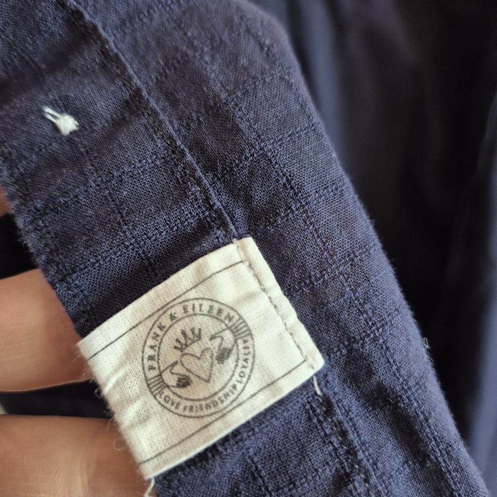Frank And Eileen JOEDY Navy Textured Windowpane Italian Cotton Small - Picture 10 of 12